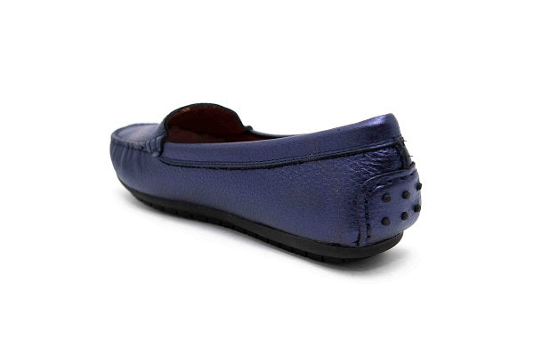 Venettini Boys 55-Gordy Blue Pearl Leather Loafer Shoe