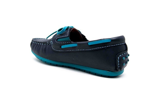 Venettini Boys 55-Scott Navy & Turqoise Laced Loafer Shoe