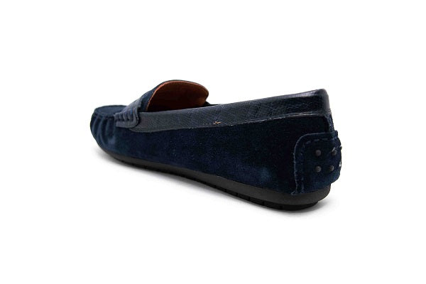 Venettini Boys 55-Savor Navy Suede Leather Loafer Shoe