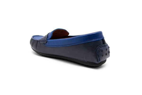 Venettini 55-Savor C Navy & Cobalt Shine Leather Loafer Shoe