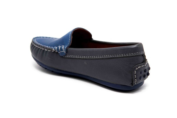 Venettini Boys 55-Gordy Grey & Pacific Wax Leather Loafer Shoe