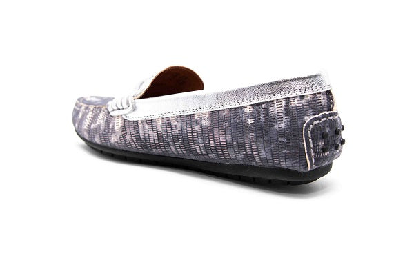 Venettini 55-Savor Penny Grey Rep & Silver Leather Loafer