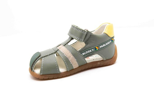 Pablosky Kids Green Leather Boys Sandal - 070892