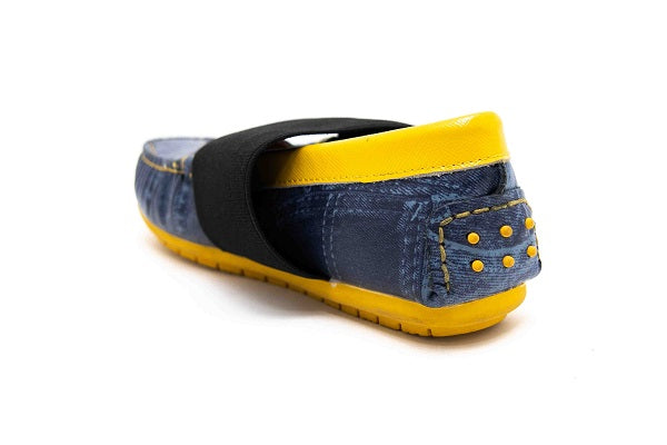 Venettini Girls 55-Lilyc Yellow & Denim Loafer with Elastic Strap