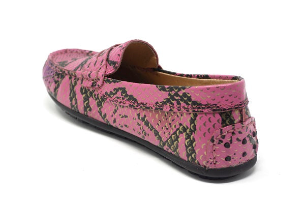 Umi Kids Girls Maci Pink Leather Skin Loafer