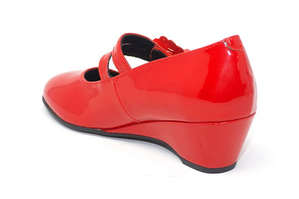 Rachel Shoes Ellie Girls Red Wedge Dress Shoe