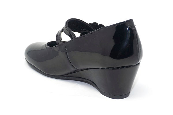 Rachel Shoes Ellie Girls Black Wedge Dress Shoe