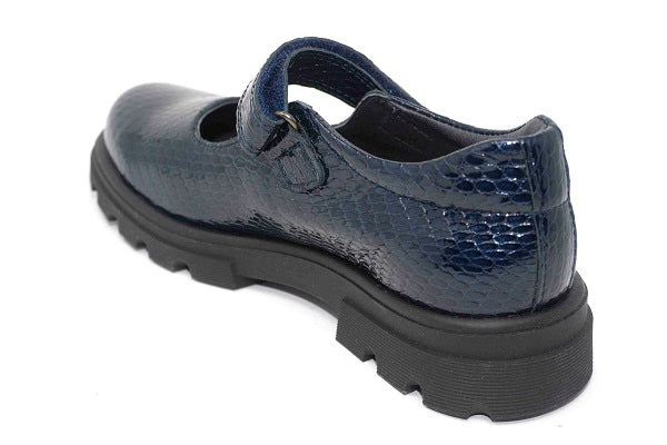 Pablosky Kids Navy Croc Leather Mary Jane Girls Shoe - 335228