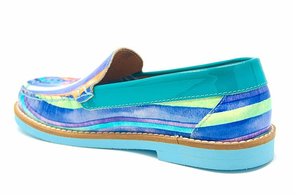 Andago 21-Riley Turquoise Patent Leather Mocassin Shoe