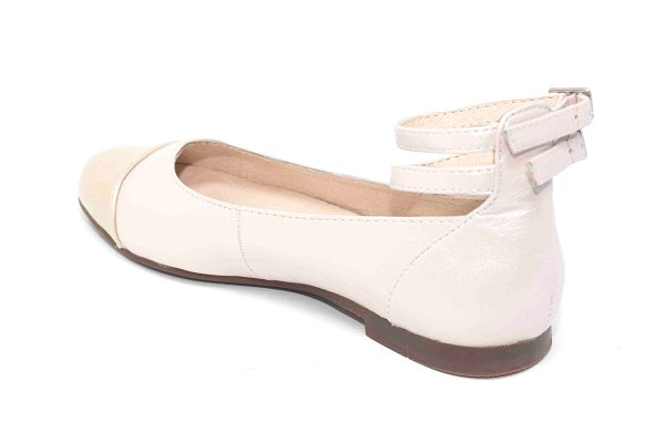 Venettini Girls 55-Isabel Champagne Pearlized Leather Ankle Strap Shoe