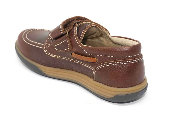 Pablosky Kids Brown Leather Velcro Boys Deck Shoe - 669071