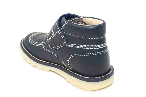 Pablosky Kids Navy Leather Velcro Boys Boot - 580127