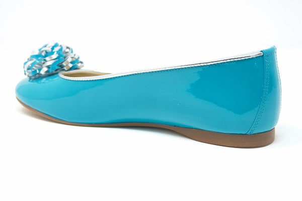 Andago 20-Rita Turquoise Patent Leather Girls Flat Shoe