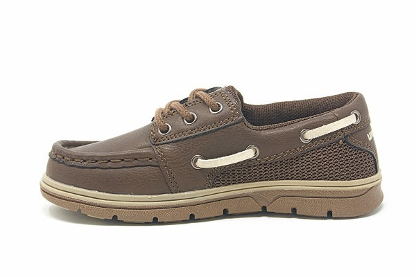 UNIONBAY Kids Coral Brown Leather Boys Boat Shoe