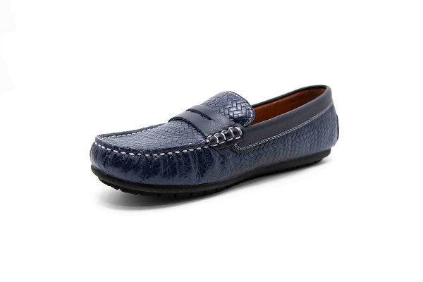 Venettini Kids 55- Savor Navy Weave Leather Loafer Shoe