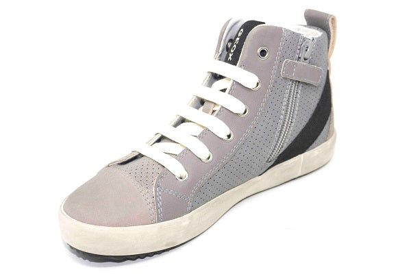 Geox J Alonisso Boys Grey Leather Sneaker