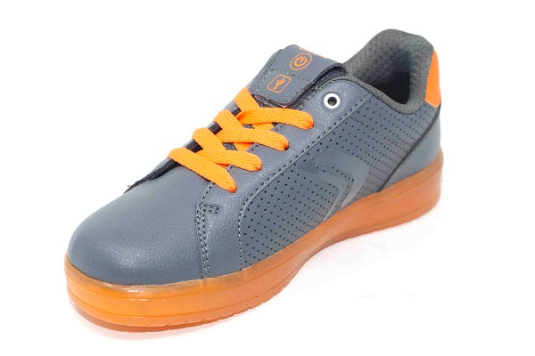 Geox Jr Kommodor Boys Dark Grey & Orange Lite Up Sneaker