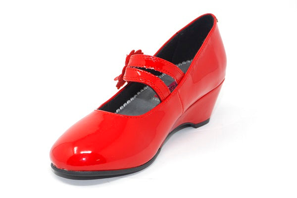 Rachel Shoes Ellie Girls Red Wedge Dress Shoe