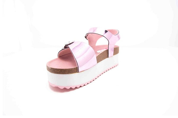 Paola Pink Mirror Buckle Wedge Girls Sandal - 840970