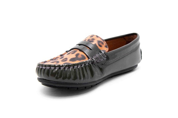 Venettini 55-Savor Grey Patent & Orange Leather Loafer