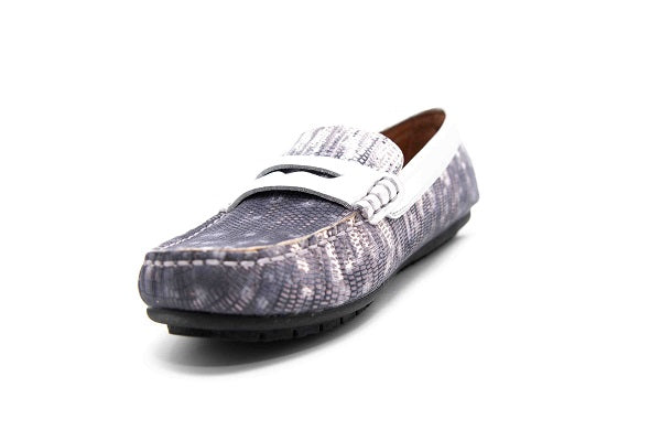 Venettini 55-Savor Penny Grey Rep & Silver Leather Loafer