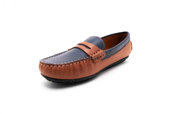 Venettini 55-Savor Luggage & Navy Leather Loafer Shoe