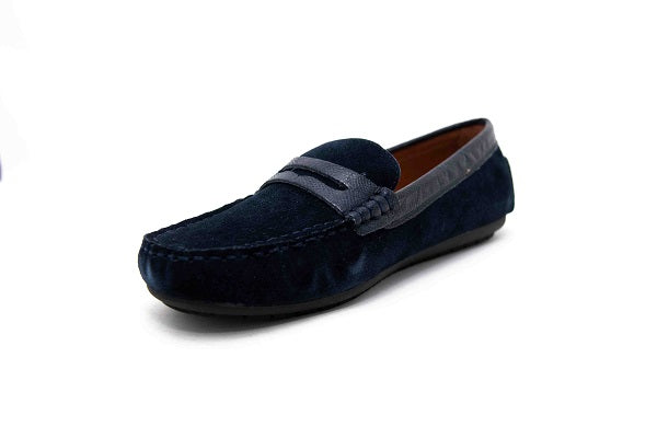 Venettini Boys 55-Savor Navy Suede Leather Loafer Shoe