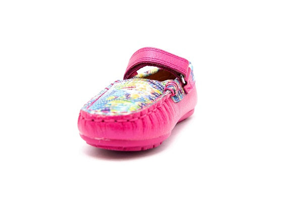 Venettini Girls 55-Juniper Fuxia Embossed Leather Flat Shoe