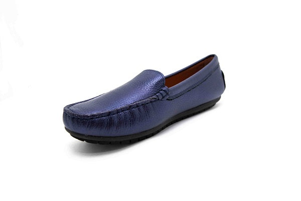 Venettini Boys 55-Gordy Blue Pearl Leather Loafer Shoe