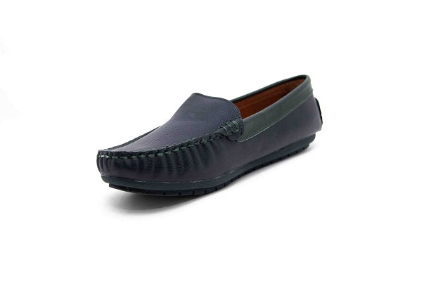 Venettini Boys 55-Gordy Dark Grey & Green Wax Leather Loafer Shoe