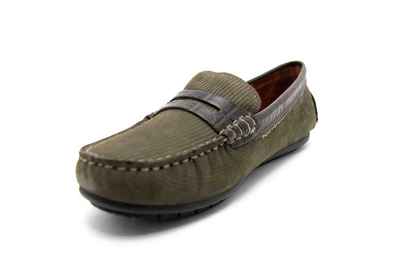 Venettini 55-Savor Olive Corduroy Leather Loafer