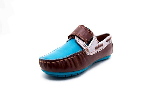 Venettini 55-Samy 6 Brown & Turquoise Glazed Leather Loafer