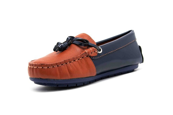 Venettini Boys 55-Hudson Cognac & Navy Oil Leather Loafer