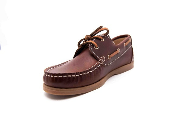 Pablosky Kids Brown Leather Lace Boys Moccasin Shoe -123890