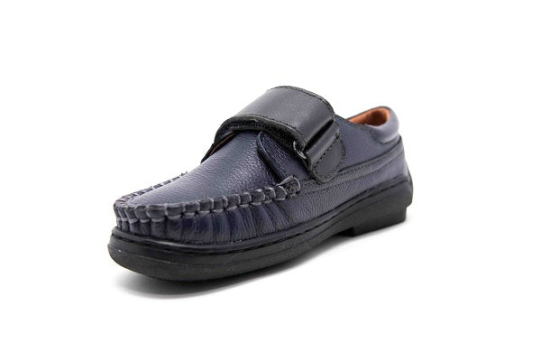 Venettini Boys 55A-Stan Navy Zillow Leather Boys Loafer