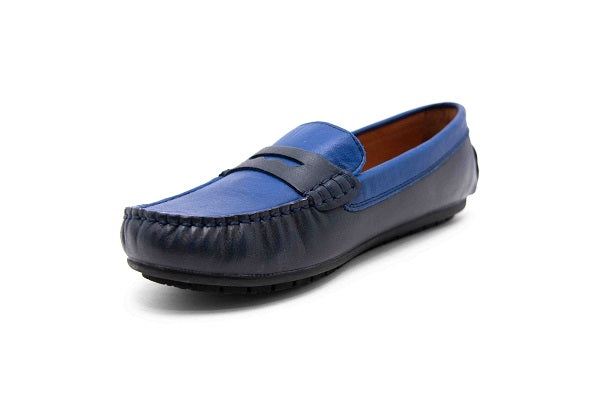 Venettini 55-Savor C Navy & Cobalt Shine Leather Loafer Shoe