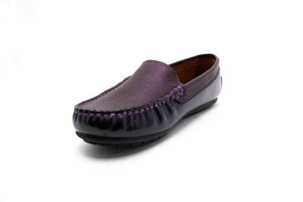 Venettini 55-Gordy Purple Pearlized Leather Loafer Shoe