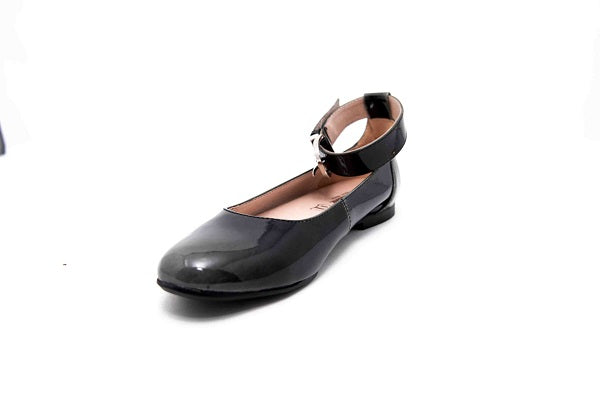 Venettini Girls 55-Gizel Grey Patent Leather Flat Shoe