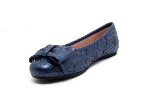 Venettini Girls 55-Clive Blue 282 Pearlized Leather Flat Shoe