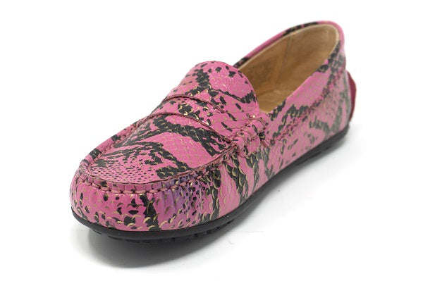 Umi Kids Girls Maci Pink Leather Skin Loafer