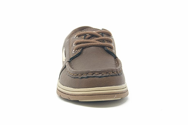 UNIONBAY Kids Coral Brown Leather Boys Boat Shoe