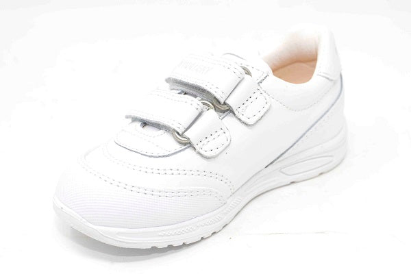 Pablosky Kids White Leather Velcro Sneaker - 267800