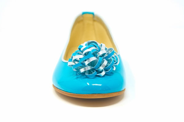 Andago 20-Rita Turquoise Patent Leather Girls Flat Shoe