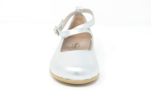 Venettini Girls 55-Hana Silver Leather Mary Jane Shoe