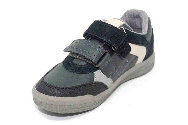 Geox Jr Arzach, Boys Dark Grey & Black Velcro Sneaker