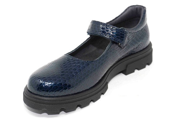 Pablosky Kids Navy Croc Leather Mary Jane Girls Shoe - 335228