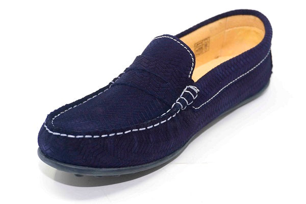 Pablosky Navy Leather Boys Driver Shoe - 123424