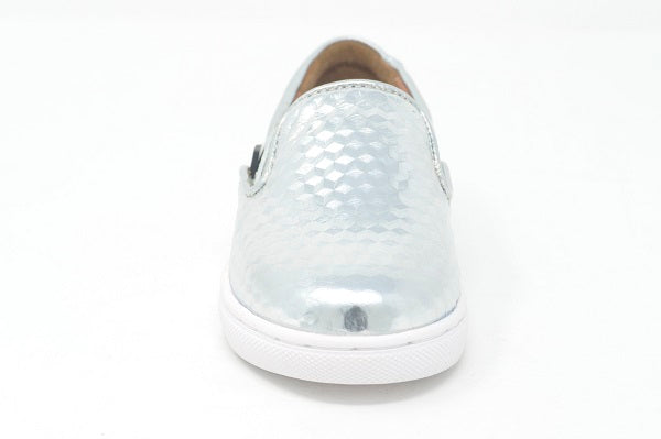 Venettini Boys 55-Sklyer Silver 3D Metallic Leather Loafer Shoe