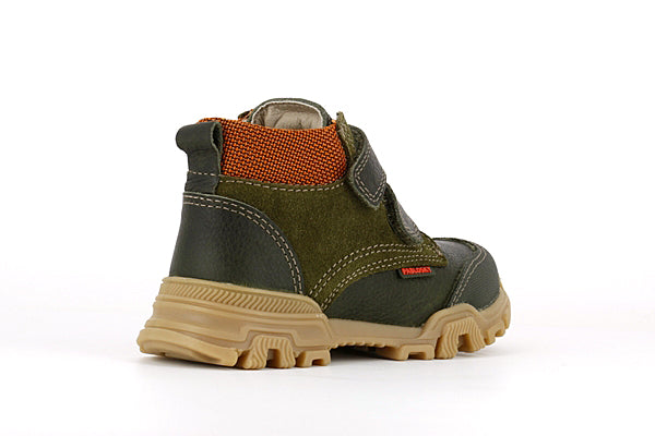 Pablosky Kids Olive & Black Leather Velcro Boys Boot - 592081