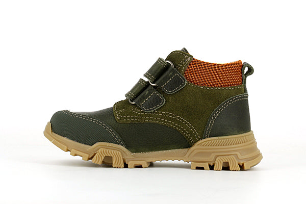 Pablosky Kids Olive & Black Leather Velcro Boys Boot - 592081